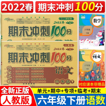 2022春包邮 期末冲刺100分六年级下册语文数学书同步试卷 人教版 6六年级下册期末冲刺卷试卷_六年级学习资料