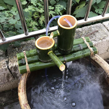 魚盆流水擺件竹子流水器 石槽魚缸魚盆過濾增氧器 水景噴泉擺件客廳