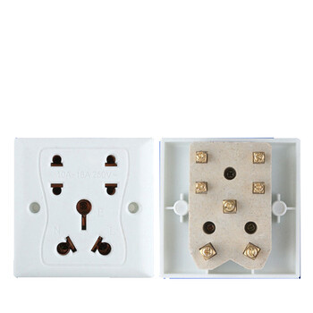 瓷白七孔插座面板16a空调插座二三极7孔墙壁明盒插座