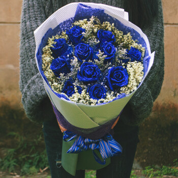 蓝玫瑰花束图片 真实图片