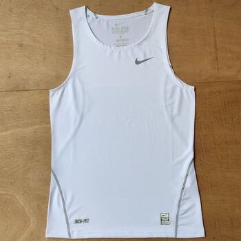 田径训练服美式篮球紧身背心男高弹速干打底无袖运动健身衣 白色背心