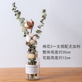 棉花树枝木棉花干花树枝永生花diy花束材料ins风客厅家居棉花装饰棉花2朵 尤加利 250ml透明瓶干树枝 图片价格品牌报价 京东