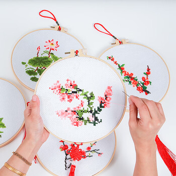绿野客简单十字绣diy手工材料包线绣儿童刺绣初学者十字绣植物花卉szx