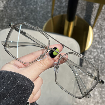 防蓝光眼镜近视男感光变色黑方框眼睛潮可配度数平光面痞帅 【防蓝光