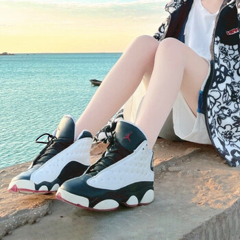 潮nikeairjordan13耐克女鞋高帮aj13熊猫黑曜石休闲运动鞋篮球鞋