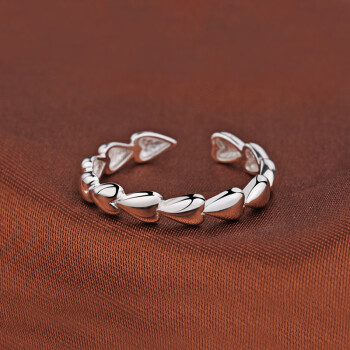 老凤祥官方旗舰店心心相印银戒指女足银爱心开口光面简约个性银节约2