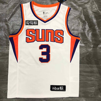 2022新款德文布克球衣1号克里斯3号太阳队城市版75周年cp3复古白色3号