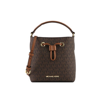 kors)mk suri 老花抽绳 帆布拼皮革 水桶包手提单肩斜挎包 小号 女款