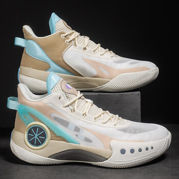 hkyi男鞋夏季透气篮球鞋男实战韦德幻影儿童运动鞋亚米白41