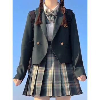 桦盼齐 日系jk制服西装格裙套装全套秋冬季女学生学院风校供外套校服