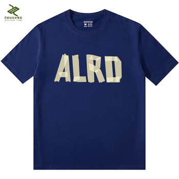 t恤欧美式复古字母印花短袖高街宽松应援服周边衣服 藏蓝色 2xl