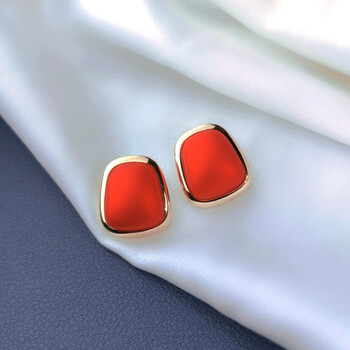 倪曼韩国红色耳环高级感轻奢2023年新款潮气质女神范耳钉简约女红色