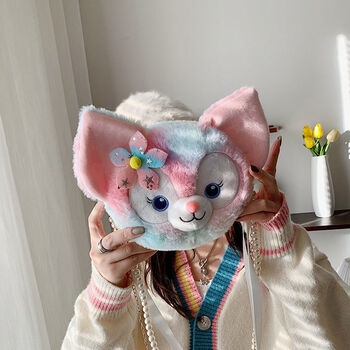 毛绒包包斜挎包毛绒绒可爱卡通零钱包小狐狸琳娜贝尔公仔包生日礼物