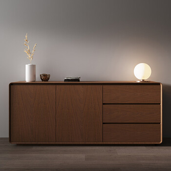 餐边柜现代简约柜子储物柜酒柜胡桃色置物柜茶水柜玄关柜厨房碗柜胡桃