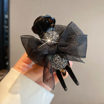 高马尾抓夹水钻感马尾发夹女生后脑勺蝴蝶结丸子头大号夹子头饰顶夹