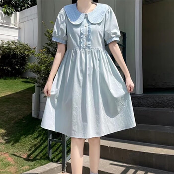 普乔羽15少女装宽松裙子16夏季20岁14中学生17连衣裙胖大童韩版13短袖