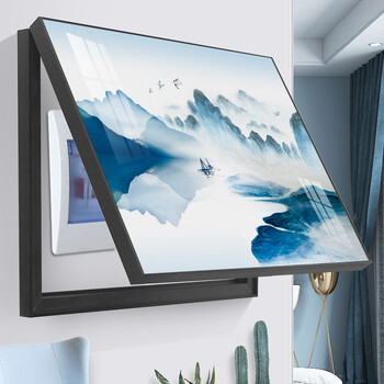 美优淳电表箱装饰画免打孔配电箱山水画遮挡新中式客厅总开关电闸盒挂