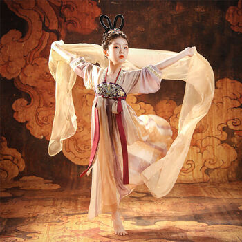 小孩子的古代衣服5-13岁汉服女童儿童敦煌飞天汉服女童春秋超仙古装