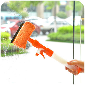 两用可喷水玻璃擦 擦窗户180度旋转头加长杆 两用长柄玻璃刮