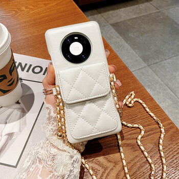 品牌原装适用于斜挎背带挂绳华为mate40pro手机壳mate40网红m白色小香