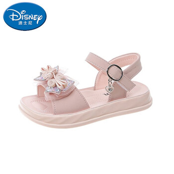 迪士尼女童公主凉鞋蝴蝶结夏季新款儿童休闲凉鞋防滑中大童女孩露趾