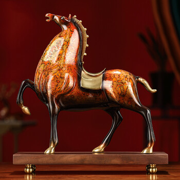 礼氏嘉创意马到成功纯铜摆件高档家居书房办公室酒柜桌面装饰品大漆