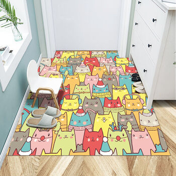 雪欧菲入户卡通门口玄关厨房可剪裁地毯进门网红家用定制卡通s6090cm