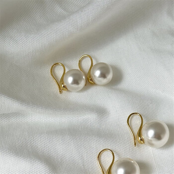 维榕法式气质高跟鞋款大珍珠吊坠耳环耳钩耳坠感耳饰925耳钉珍珠白