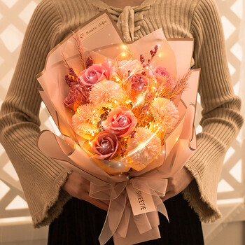 I M Hua Hua11朵粉色混搭款 I M Huahua 11朵粉色香皂玫瑰花花束礼盒礼品仿鲜花康乃馨花束礼物情人节生日礼物纪念日 送女生 行情报价价格评测 京东