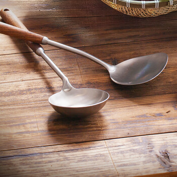 老饭骨锅铲炒勺级不锈钢炒菜铲子勺子炒勺胡桃木柄 炒勺