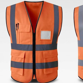 反光背心施工地荧光马甲环卫工人衣服交通安全印字反光马甲橘色多口袋