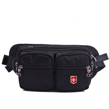 mdug瑞士军刀男士腰包休闲运动户外跑步包女多功能包  一件 黑色 22*