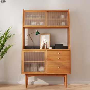 餐边柜简约现代小户型客厅酒柜茶水柜日式原木储物柜家具 樱桃木色