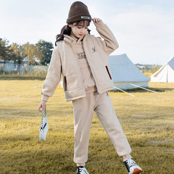 棉2021新款12岁秋冬季时尚11中大儿童装小女孩14衣服洋气加厚卫衣卫裤