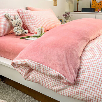 单面绒四件套冬季牛奶绒面四件套单面绒珊瑚绒床单被套床品加绒加厚花
