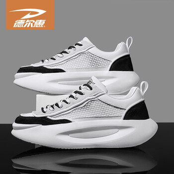 德尔惠(deerway)男鞋运动鞋新款时尚老爹鞋男士休闲鞋透气减震跑步网