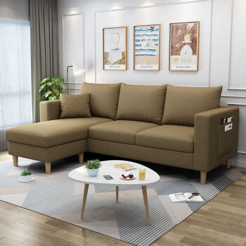 简约现代北欧小户型布艺乳胶沙发经济型双人三人组合客厅公寓沙发浅咖
