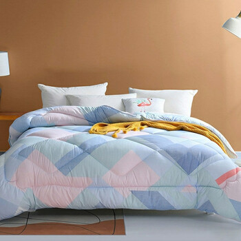 梦美家纺家纺七孔纤维被春秋被芯双人家用保暖冬被二合一被子印花七孔