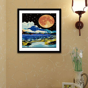 日月星辰8号-众星捧月 30x30绷好内框 颜料画笔