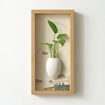 餐厅墙面装饰墙壁插花器水培陶艺花器茶室墙挂件书房客厅壁挂壁饰07款40cmxcm陶器实木插花器 图片价格品牌报价 京东