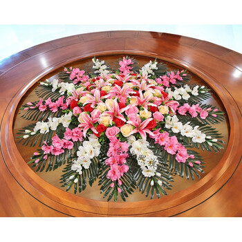 慕柯 酒店餐桌花艺摆件饭店大圆桌桌面转盘中间桌花摆设装饰仿真摆花