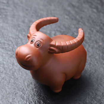 紫砂水牛茶宠摆件牛转乾坤茶玩生肖牛精品茶盘茶从宝可爱可紫砂茶漏牛