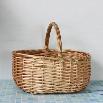 【闪电发货】野餐篮子藤条编织 编制藤条提篮野炊篮子竹子水果篮春游