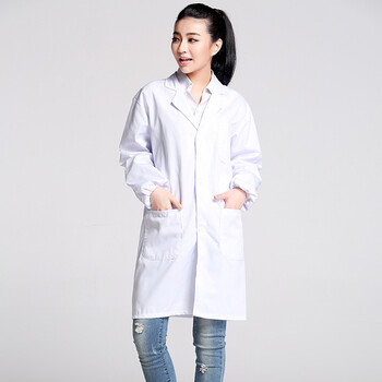 食品厂工作服食品厂白大褂长袖工作服实验室服可logo参观服白色长褂工