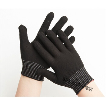 款尼龙线透气工作手套劳保弹力性开车防晒男女礼仪用 黑色薄尼龙60双