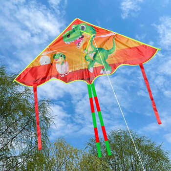嘉佑嘉85110a儿童风筝小恐龙双尾带线100米和30米轮盘线轮亲子户外