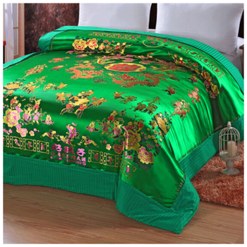 杭州丝绸织锦缎婚庆被套七彩软缎被面绸缎被罩 结婚喜被龙凤百子 西瓜