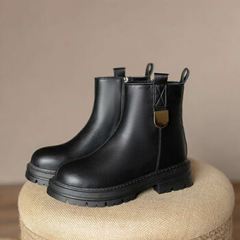 rvsa短靴女2022年秋冬新款炸街平底舒适松糕底靴子帅气春秋英伦马丁靴