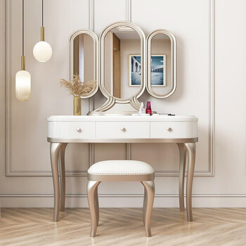 梓汐 现代简约梳妆台小户型法式化妆桌轻奢网红ins风化妆桌子实木梳妆