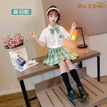 jk制服 儿童女童2021新款夏装套装jk制服儿童中大童两件套10岁小学生